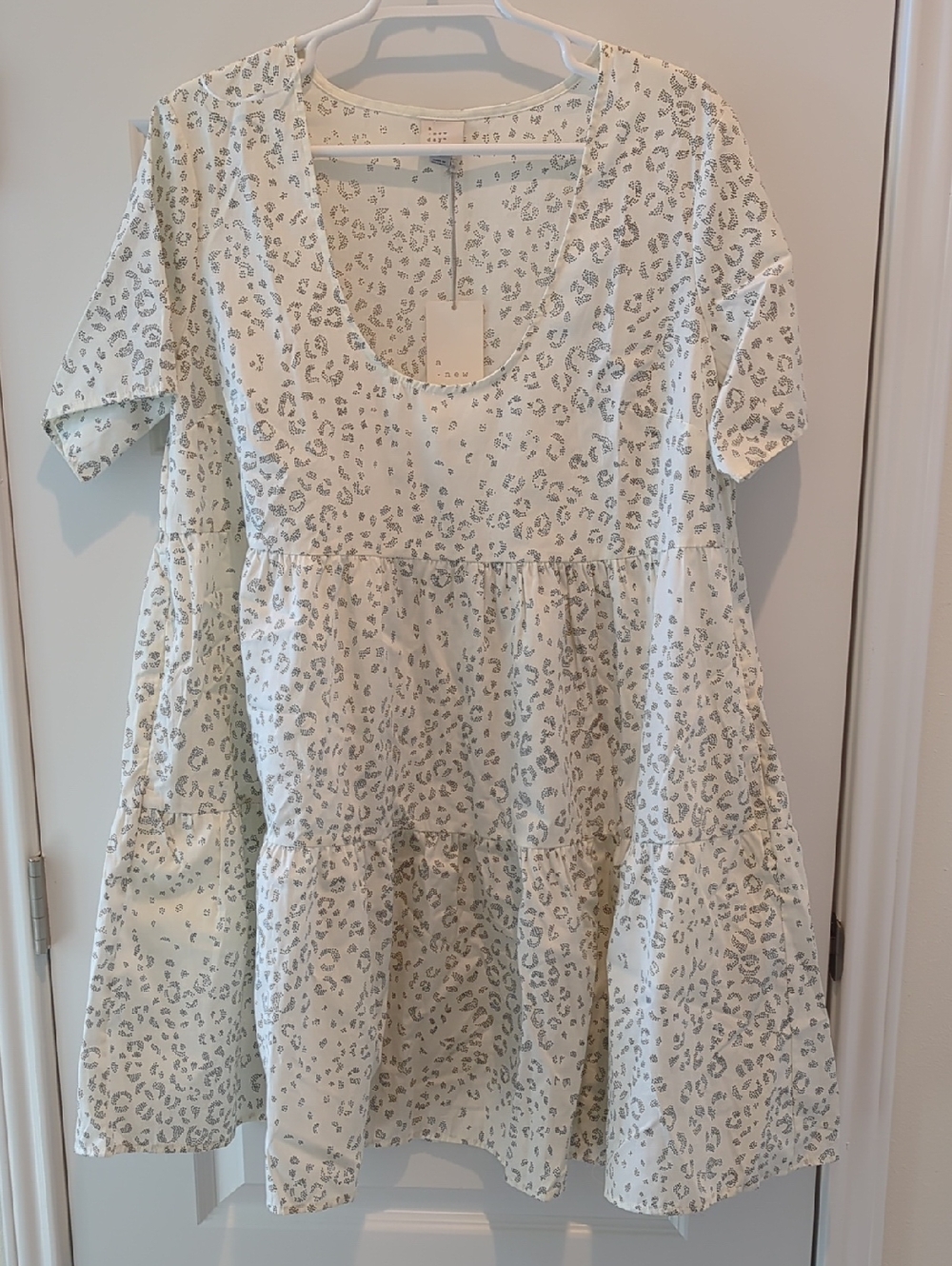 a new day Cream Tiered Dress with Gray Spot Print